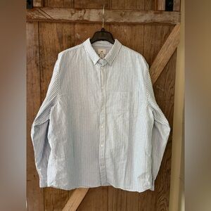 H&M White and Blue Striped Casual Shirt